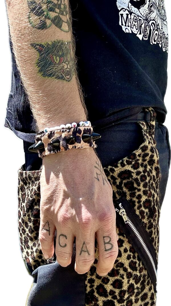 Studded Punk Bracelet Leopard - Image 2